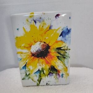 Sunflower Watercolor Yellow 6 x 4 Ceramic Stoneware Decorative Sign Plaque
